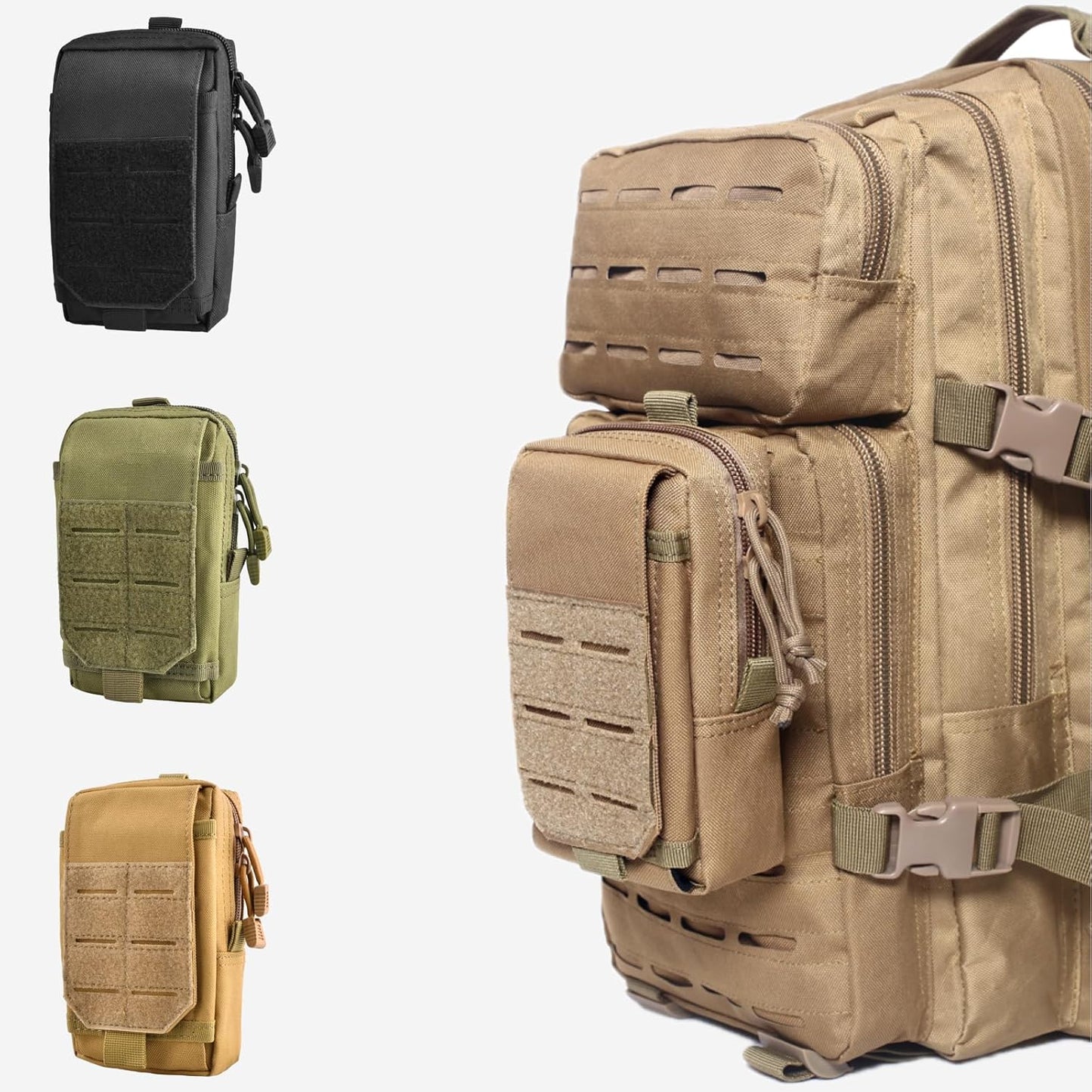 TRIWONDER Tactical Molle Pouch Cell Phone Holster Bag EDC/EMT Gear Tool Gadget Belt Outdoor Waist Bag Pocket Organizer (Green)