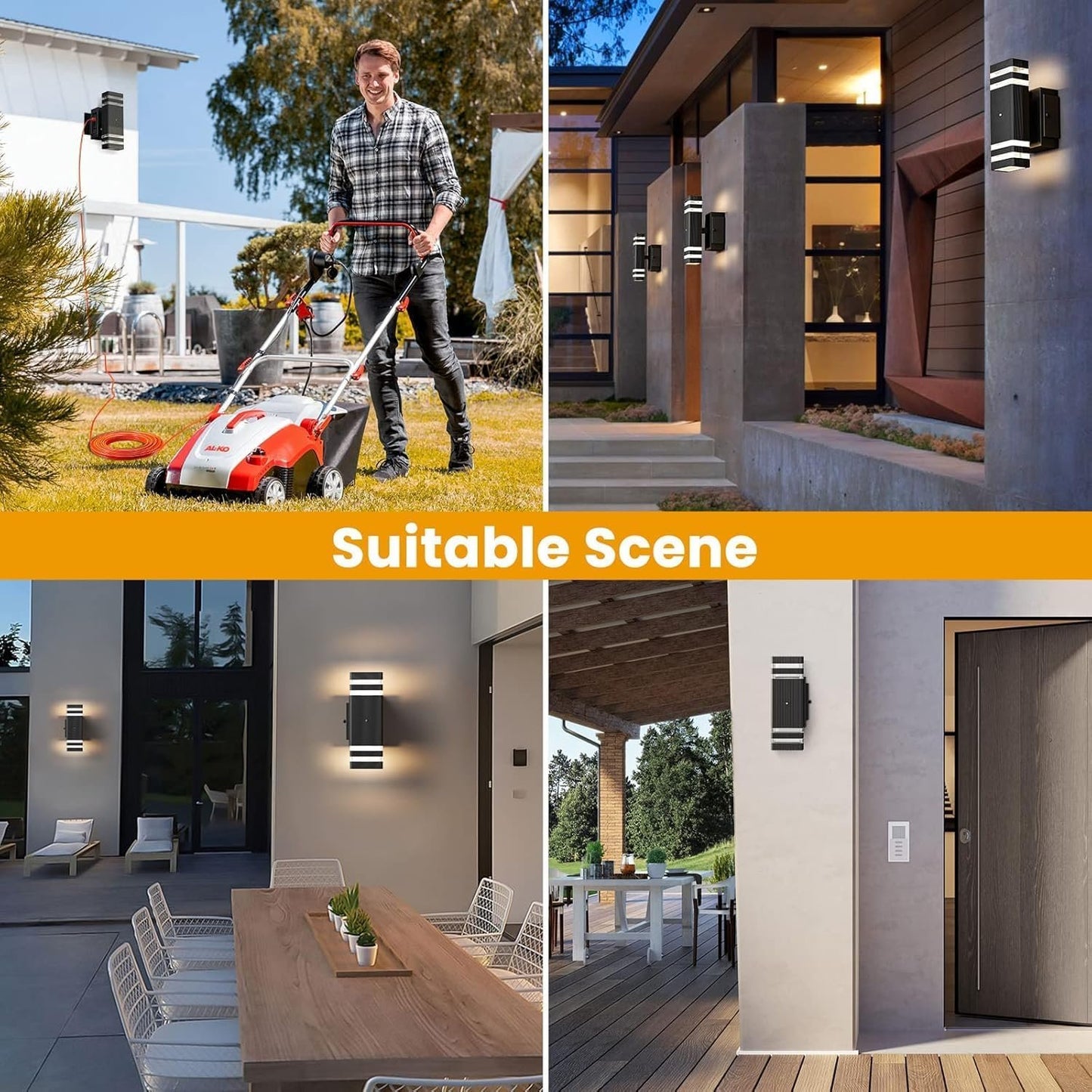 OUTKEIEI Outdoor Lights with GFCI Outlet, Up and Down Dusk to Dawn Porch Lighting, Exterior Light Fixture Waterproof, Outside Lights for House Front Door Patio Garage