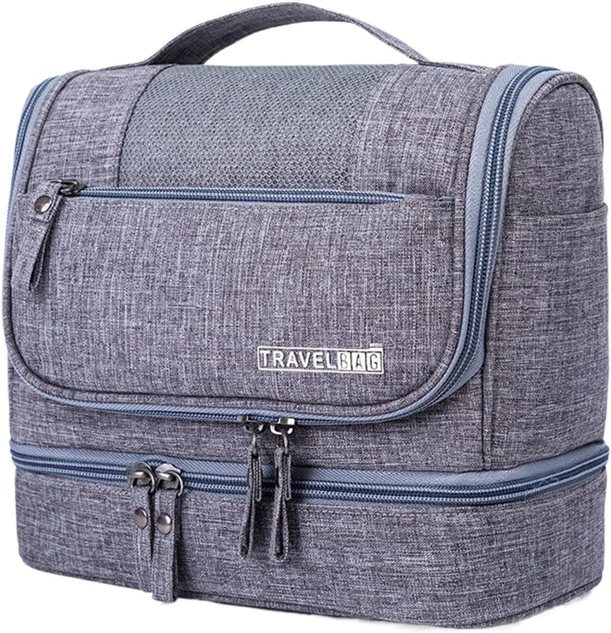 Travel Storage Bag, Compact Travel Organizer, Home Travel Organizer, Toiletry Storage Bag, Travel Hygiene Kit, Wet Dry Organizer, Travel Bag Storage With Hook for Home Travel, Gray, riferimento