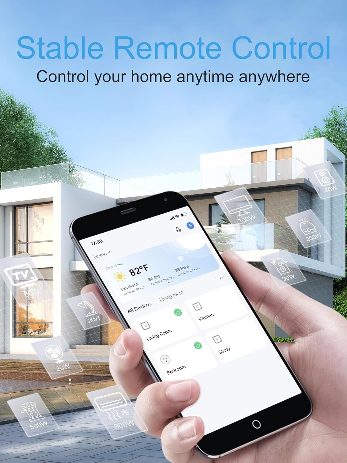 EIGHTREE Mini Smart Plug 5GHz Wi-Fi Compatible, Smart Plugs That Work with Alexa & Google Home &SmartThings, Energy Monitor, Remote Control, Timer & Schedule, Wi-Fi Plugs 15A, 4 Packs