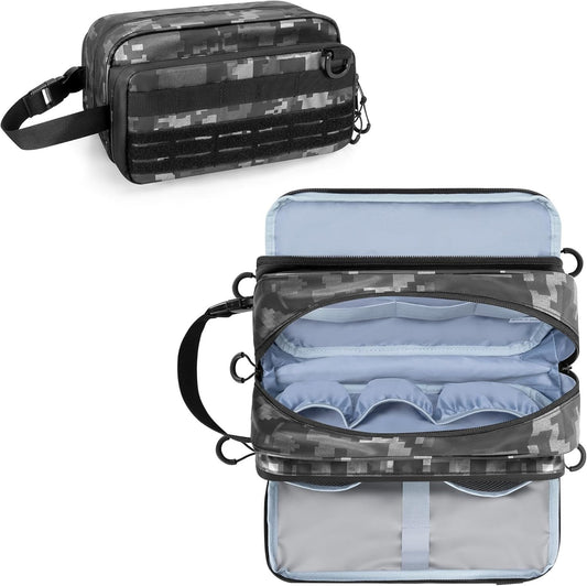 Prokva Men's Toiletry Bag, Tactical Hygiene Bag, Shaving Kit, Toiletry Bag, Large Capacity Toiletry Bag, Black Digital