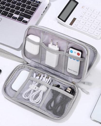 SOBEAU Bag for Cables, Electronic Cable Organizer Travel, Accessories Bag, Universal Bag Organizer Portable Cables for USB, SD Cards, Chargers, Hard Disks, Grey, grey, Paquete variado, Elegant