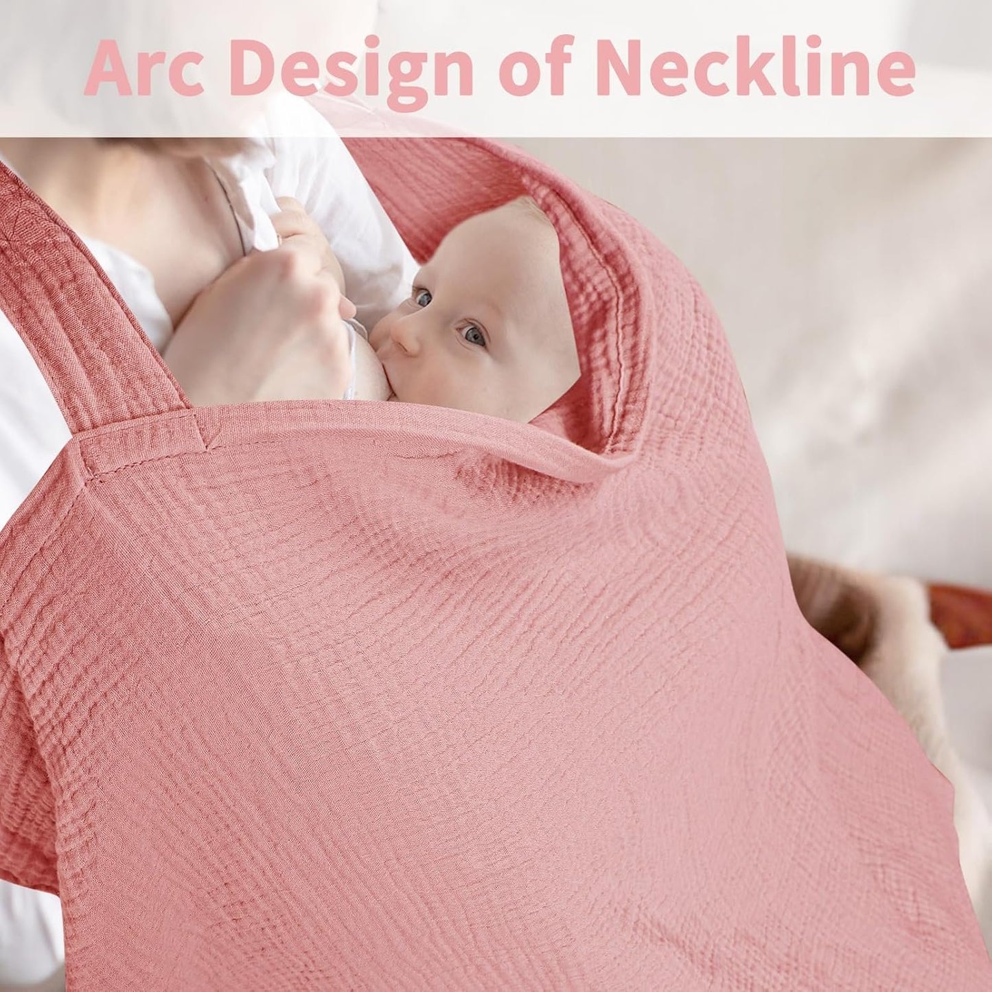 TANOFAR Privacy Nursing Cover for Breastfeeding, Multi-use Cotton Breast Feeding Cover for Mother Nursing Apron, Breathable Adjustable Muslin Baby Feeding Nursing Cover (Pink)