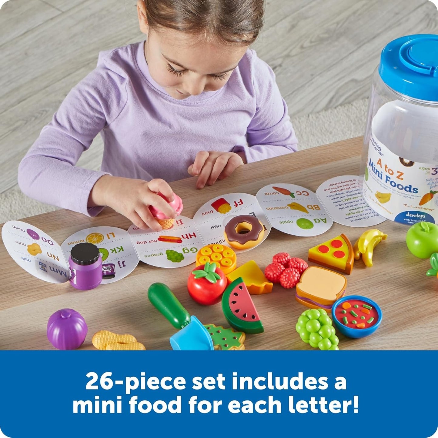 Learning Resources A to Z Mini Alphabet Food, Educational Toy from 3 Years, Montessori Alphabet Game