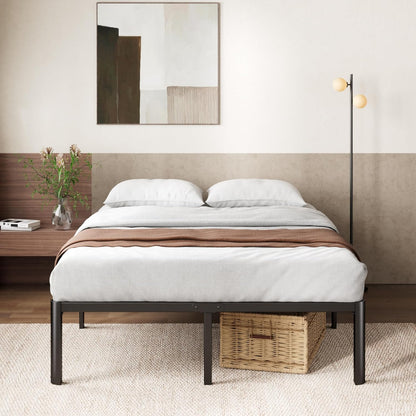 Zinus Van Double Bed Frame 40cm Metal Bed Base | Steel Slat Mattress Support | Bedroom Furniture, Black