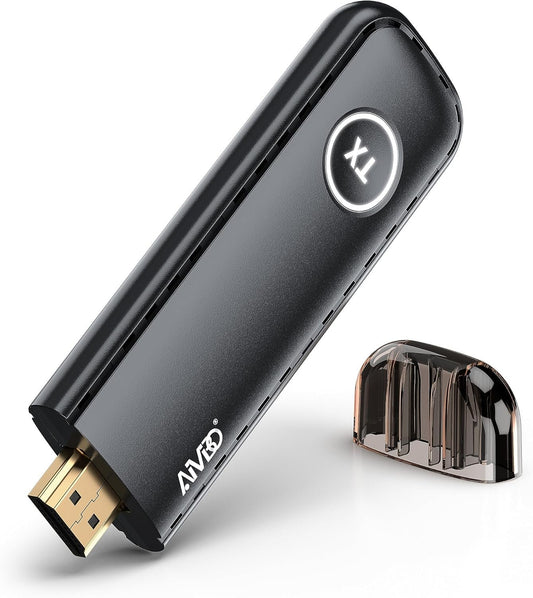 TIMBOOTECH Wireless HDMI Transmitter 4K - 5.8G Stable Streaming Video & Audio for Laptop, Camera, Cable Box, Netfix, One Click Switch, 1 RX Can Pair with 8TXs, Black