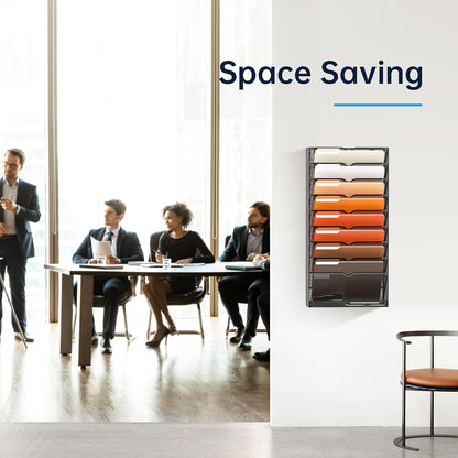 SUPEASY 10-Tier Wall File Organizer Hanging Wall File Holder for Papers, Folders, Files Clipboard & Magazine Organization Great for Office Home, Black 2 Pack