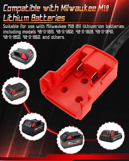 Upgraded 6.6ft Jumper Starter Cable Clamps for 18V, 8AWG Auto Battery Automotive Booster Cables Power Tool Line (Battery not Included), Emergency Kit