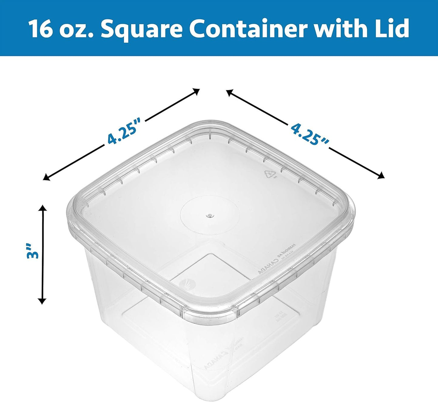 NYHI 16 oz. 20 Pack Square Clear Deli Containers with Lids Disposable BPA Free Square Plastic Food Storage Containers with Lids Airtight for Meal Prep Take Out Kitchen