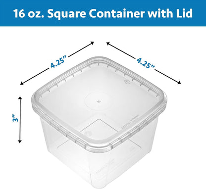 NYHI 16 oz. 20 Pack Square Clear Deli Containers with Lids Disposable BPA Free Square Plastic Food Storage Containers with Lids Airtight for Meal Prep Take Out Kitchen
