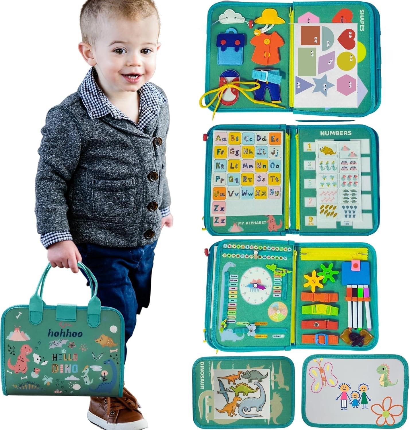 Hohhoo Busy Board, Sensory&Montessori Toys for Toddlers, Preschool Learning&Education Activity Table,Quiet Book for Kids&Autism, Travel Toys for Babies, Birthday Gifts for Boys&Girls 34567 Old Year