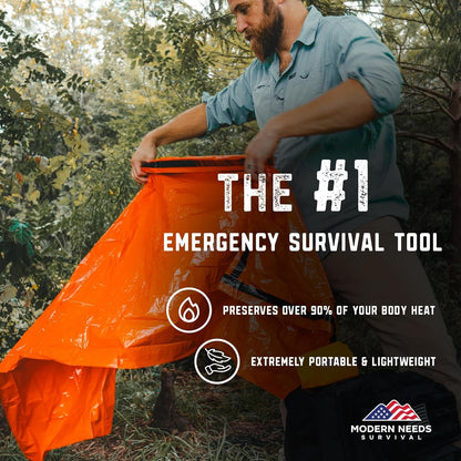 Modern Needs Emergency Sleeping Bag – Emergency Thermal Blankets for Survival – Use it as an Emergency Blanket & Thermal Bivy Sack – for Your Survival Gear and Supplies