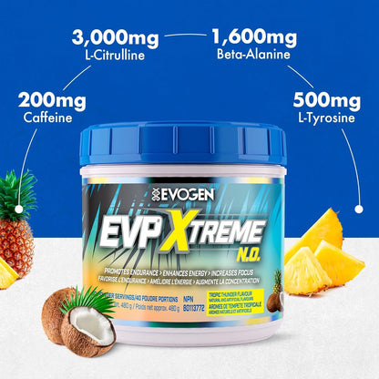 Evogen EVP Xtreme NO - Pre-Workout | Muscle Pump, Energy & Focus, Boosts Nitric Oxide | Arginine Nitrate, L-Citrulline, Natural Caffeine | Tropic Thunder | 40 Servings