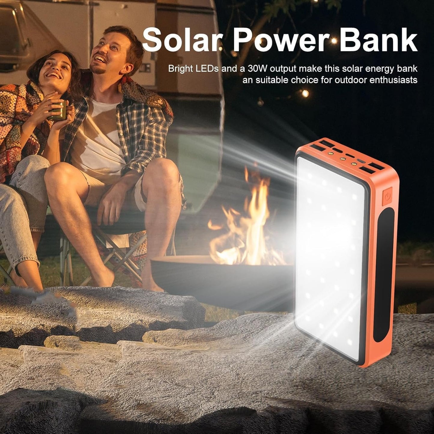 Solar Power Bank - Smartphone Panel Bank, Large Capacity Solar Charger Mobile Phone Powers, Support 4 Electronics Equipment for Adults Teens Men Women Students Commuting