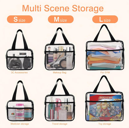 Clear Travel Toiletry Bags, XEWEA 3 Pack TSA Approved Transparent Makeup Bag for Men Women, Large Waterproof PVC Quart Organizer Kit with Zipper for Toiletries Airline Essentials,Toy Storage Pouch