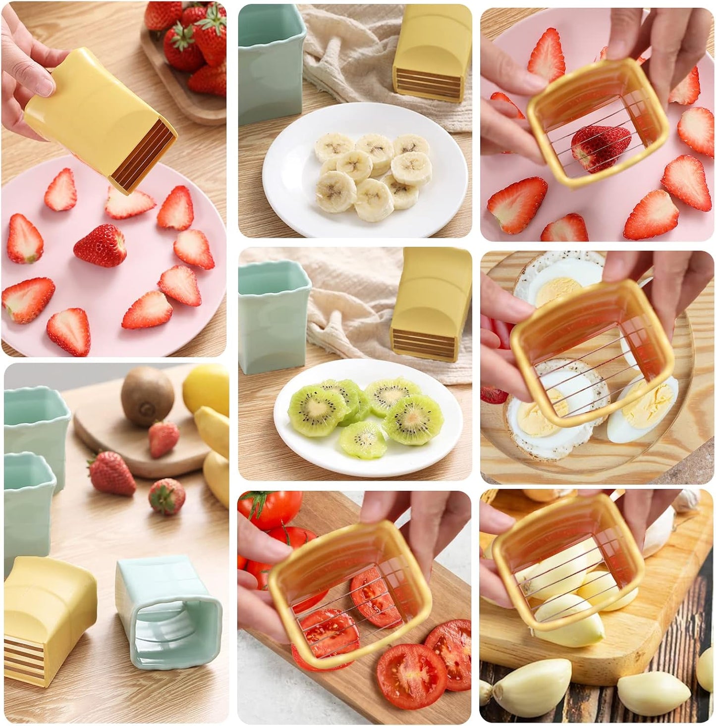 COKSDUPID 2 Pack Cup Slicers | Egg Slicers | Banana slicers | Strawberry Cutter | Quickly Making Fruit Vegetable Salad | Creative Kitchen Gadget
