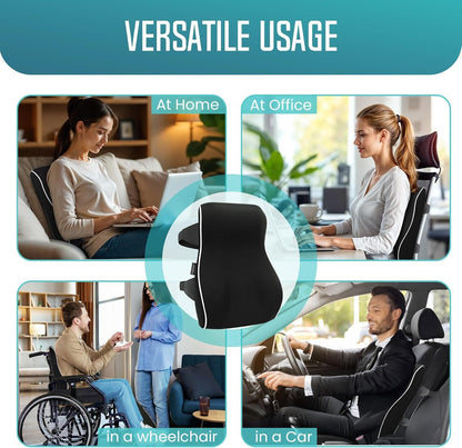 [2025 NEW] ZIVASKA Lumbar Support Pillow | Memory Foam Back Cushion for Back Pain Relief | Improves Posture | Mesh Cover |Double Adjustable Straps | For Office, Gaming Chairs, Car Seats, Recliners (2)