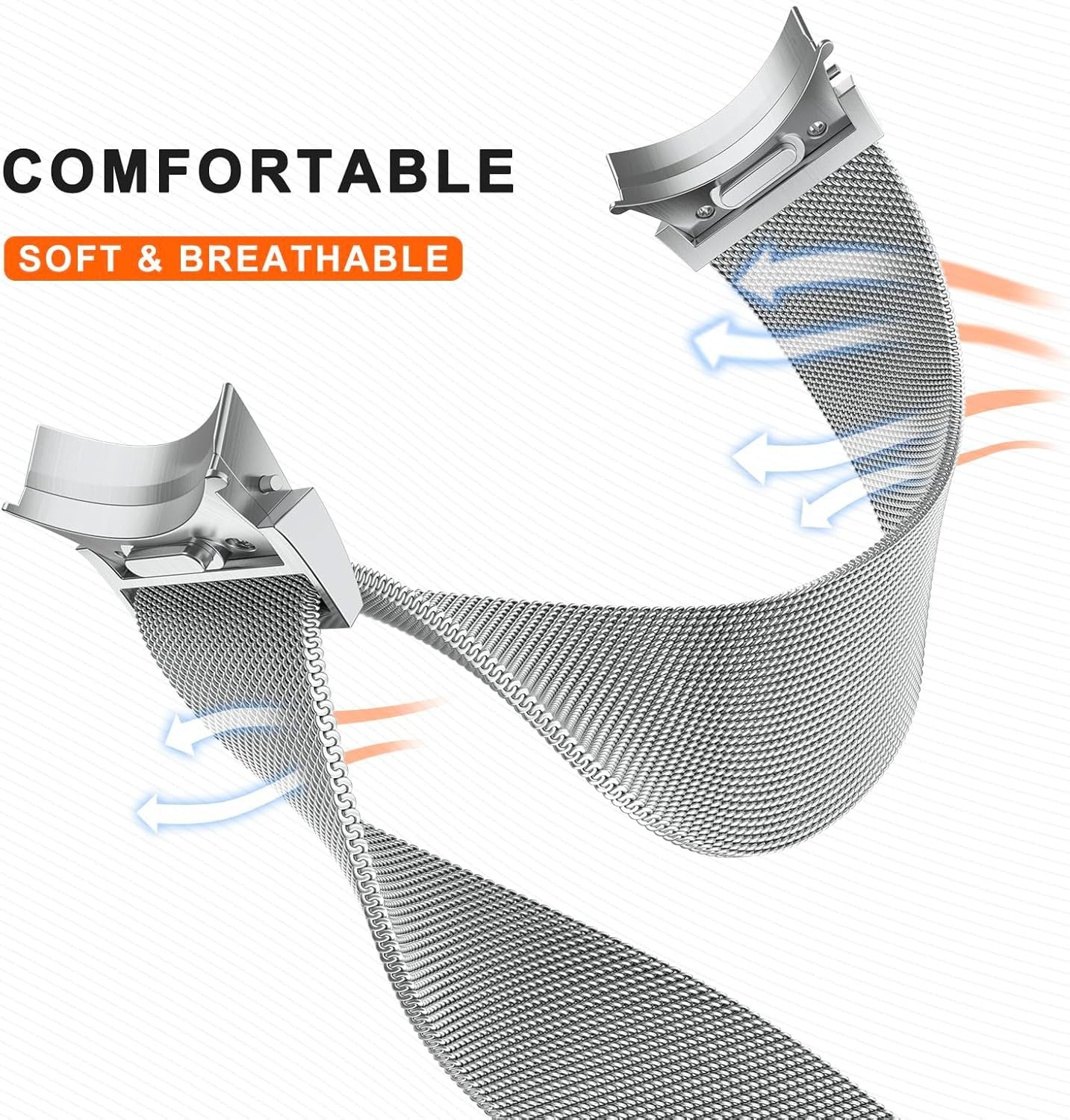 One Click No Gap Band for Samsung Galaxy Watch 7/6/5/4 Band 40mm 44m/Galaxy Watch 6 Classic Bands 43mm/47mm, Galaxy Watch 5 Pro Band 45mm, GalaxyWatch 4 Classic 42mm 46mm, Metal Band for Galaxy Watch 7/6/5/4/FE Band Women Men