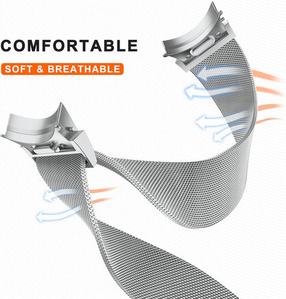 One Click No Gap Band for Samsung Galaxy Watch 7/6/5/4 Band 40mm 44m/Galaxy Watch 6 Classic Bands 43mm/47mm, Galaxy Watch 5 Pro Band 45mm, GalaxyWatch 4 Classic 42mm 46mm, Metal Band for Galaxy Watch 7/6/5/4/FE Band Women Men