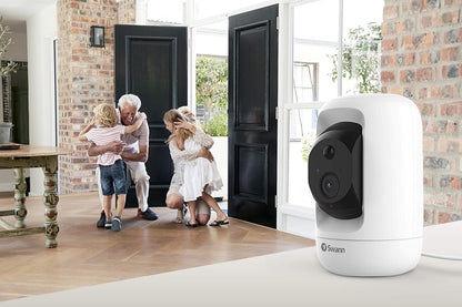 Swann Wi-Fi Home Security Camera -1080p HD Indoor Pan & Tilt,Night Vision,2-Way Talk,Remote Camera Control,Motion & Heat Sensing,Siren,32GB MicroSD - Protect Your Family with Swann's Reliability
