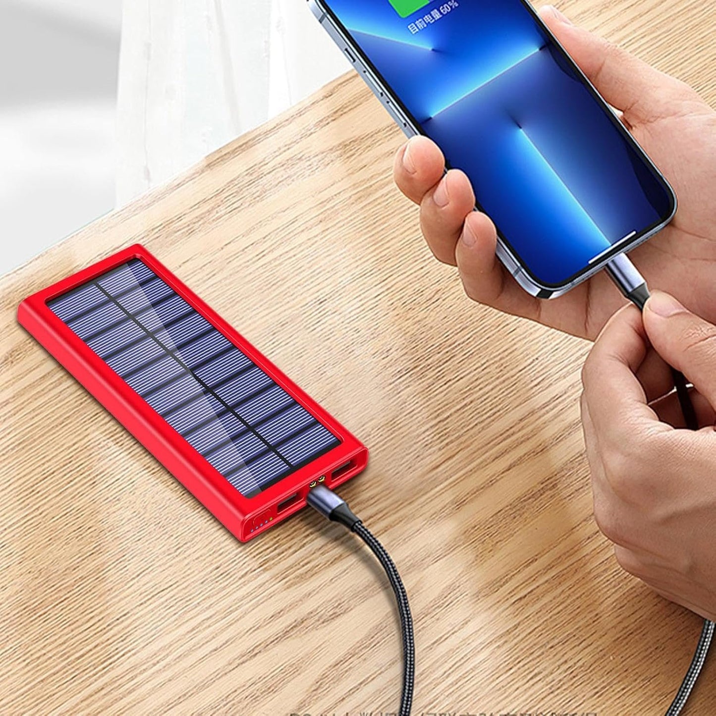 Solar Charger Power Bank, Portable Solar Charger, with Lanyard Hole Design,10000mAh External Battery Pack Panel Banks, for Mobile Phones Laptop Cellphones Power Bank Outdoor Hiking Fishing