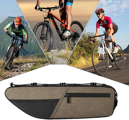 Bike Frame Bag, Large Capacity Cycling Pouch, Weatherproof Storage Bag, Sturdy Accessory, 15.75x4.33 inches Multipurpose Travel Commuting Adventure Gear for Outdoor Enthusiasts