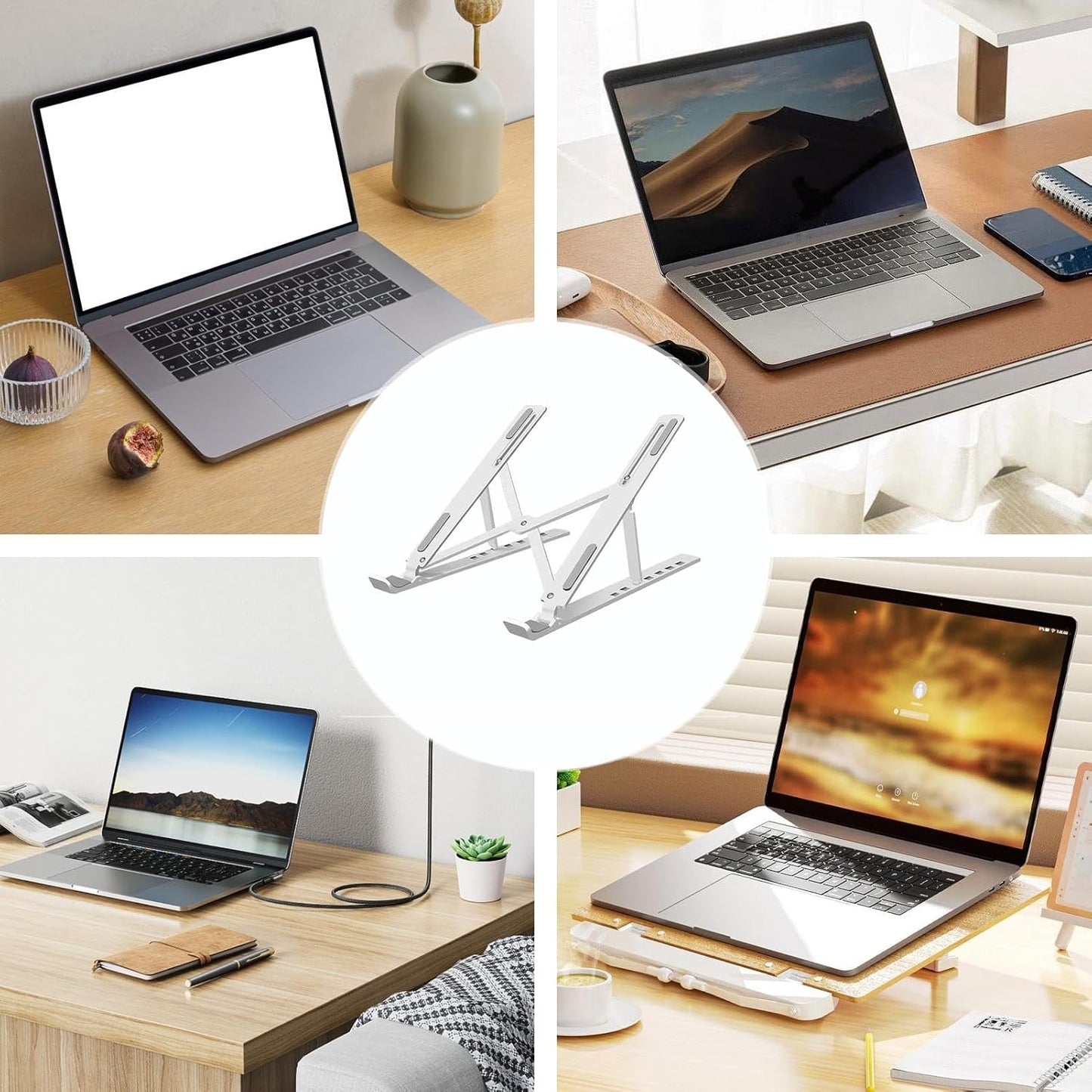 Foldable Laptop Stand,Ergonomic Pad Stand | Height Adjustable Alloy Cooling Laptop Riser for Notebook, Laptop, Computer, PC