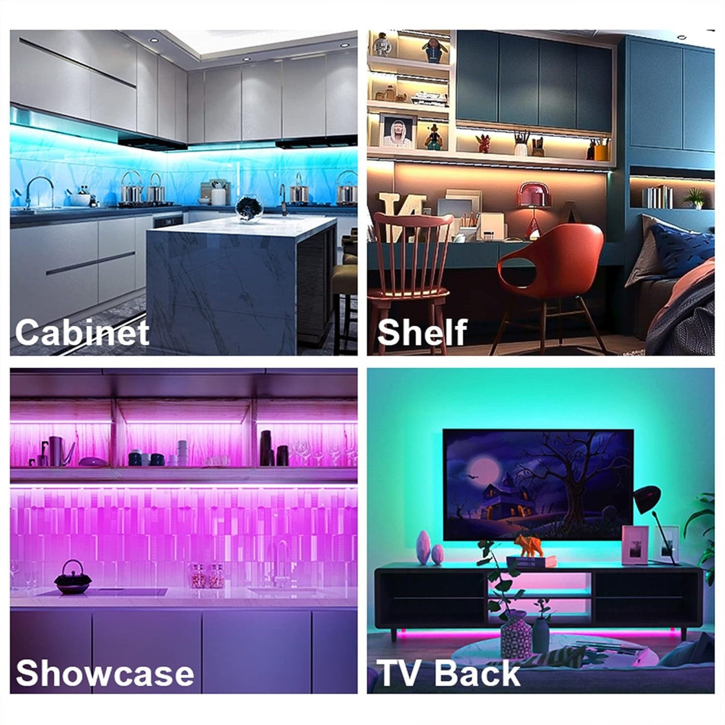 maylit Smart Under Cabinet Lights Plug in, 6 Pcs 12 Inch Ultra Thin Under Cabinet Lighting, Multicolor Under Counter Lights for Kitchen, Dimmable Mood Light for Cabinet, Counter, Workbench