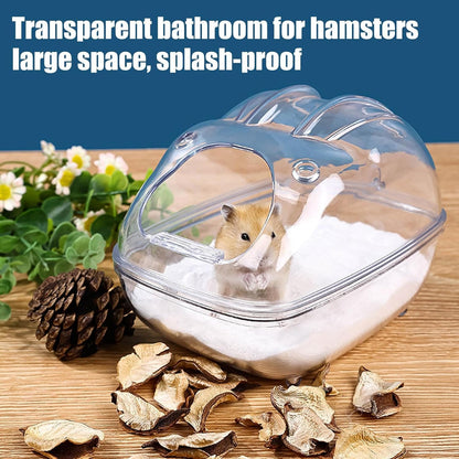 Fravsiu Hamster Sand Bath Container, Gerbil Bathroom Box, Clear Chinchilla Bathtub, Spacious Small Animal Bathing Station for Small Pets Grooming And Hygiene, Transparent,