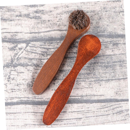 3pcs Wooden Long Handle Horse Hair Shoe Polishing Brushes Essential Cleaning Brushes for Men and Women Footwear Care/2946