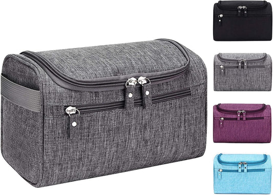 Toiletry Bag with Hanging Hook (25x14.5x15CM), Travel Case Waterproof Cosmetic Bag or Accessories, Shampoo, Makeup, Personal Items, Healthcare Organizer with Handle for Men and Women (Grey)