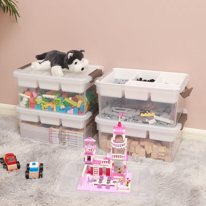 Citylife 17QT Plastic Storage Box with Removable Tray Craft Organizers and Storage Clear Storage Container for Organizing Bead, Tool, Sewing