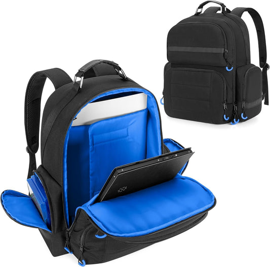 PGmoon Console Backpack Compatible with PlayStation 5/PS5 Slim/PS5 Pro, Travel Carrying Case Bag with Protective Liner, Fits 15.6’’ Laptop, Controllers and Most Gaming Accessories (Patent Design)
