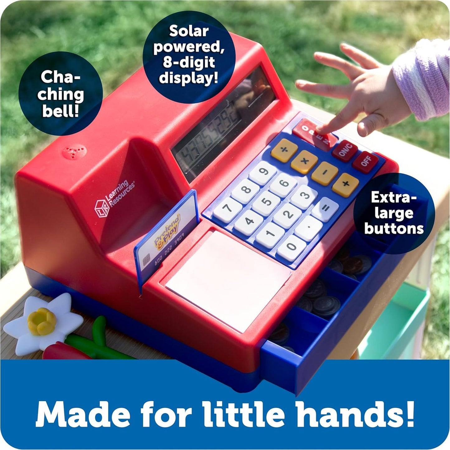 Learning Resources Pretend & Play Calculator Cash Register - 73 Pieces, Ages 3+ Develops Early Math Skills, Play Cash Register for Kids, Toy Cash Register, Play Money for Kids