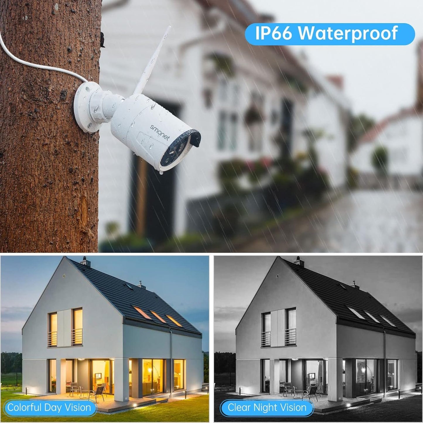 Wireless Security Camera System,SMONET 1080P 8 Channel Home Surveillance DVR Kits with 4pcs 2MP Full HD Cameras 1TB HDD Night Vision Motion Detection Free App for Indoor Outdoor 24/7 Video Recording