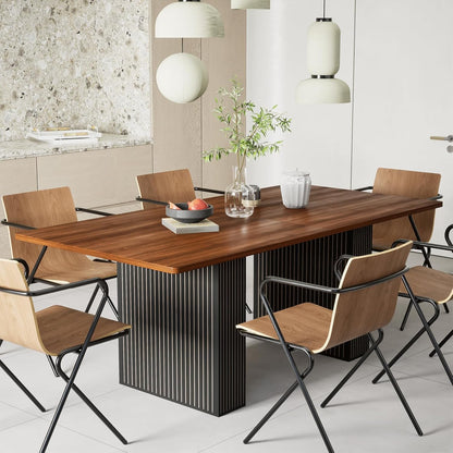 EUNEWR Dining Table, Dining Table, 120 x 80 cm, for 6-10 People, Retro Wood Dining Table for Dining Room, Kitchen, Living Room