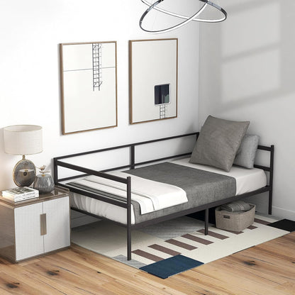 Giantex Metal Daybed Frame Twin Size, Modern Sofa Bed, Heavy-Duty Metal Slats Support Mattress Foundation, Dual-use Platform Bed Sofa for Living Room, Guest Room, Easy Assembly, No Box Spring, Black