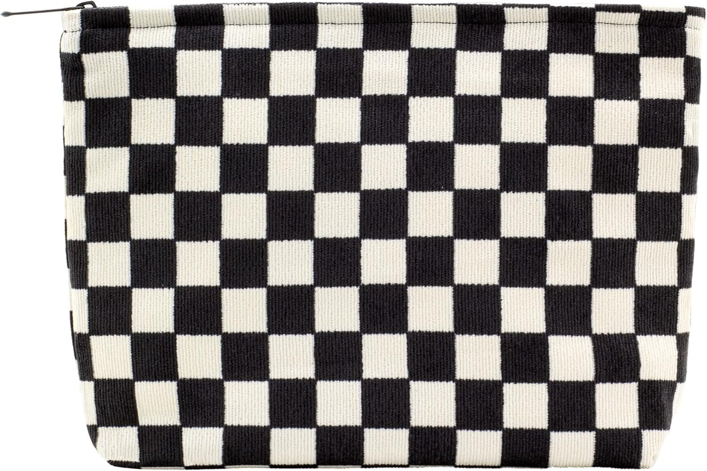 Makeup Bags for Purse Zipper Cosmetic Pouch Large Travel Canvas Make Up Organizer Tool Pouch for Women and Girls PAZIMIIK,Checkered Black