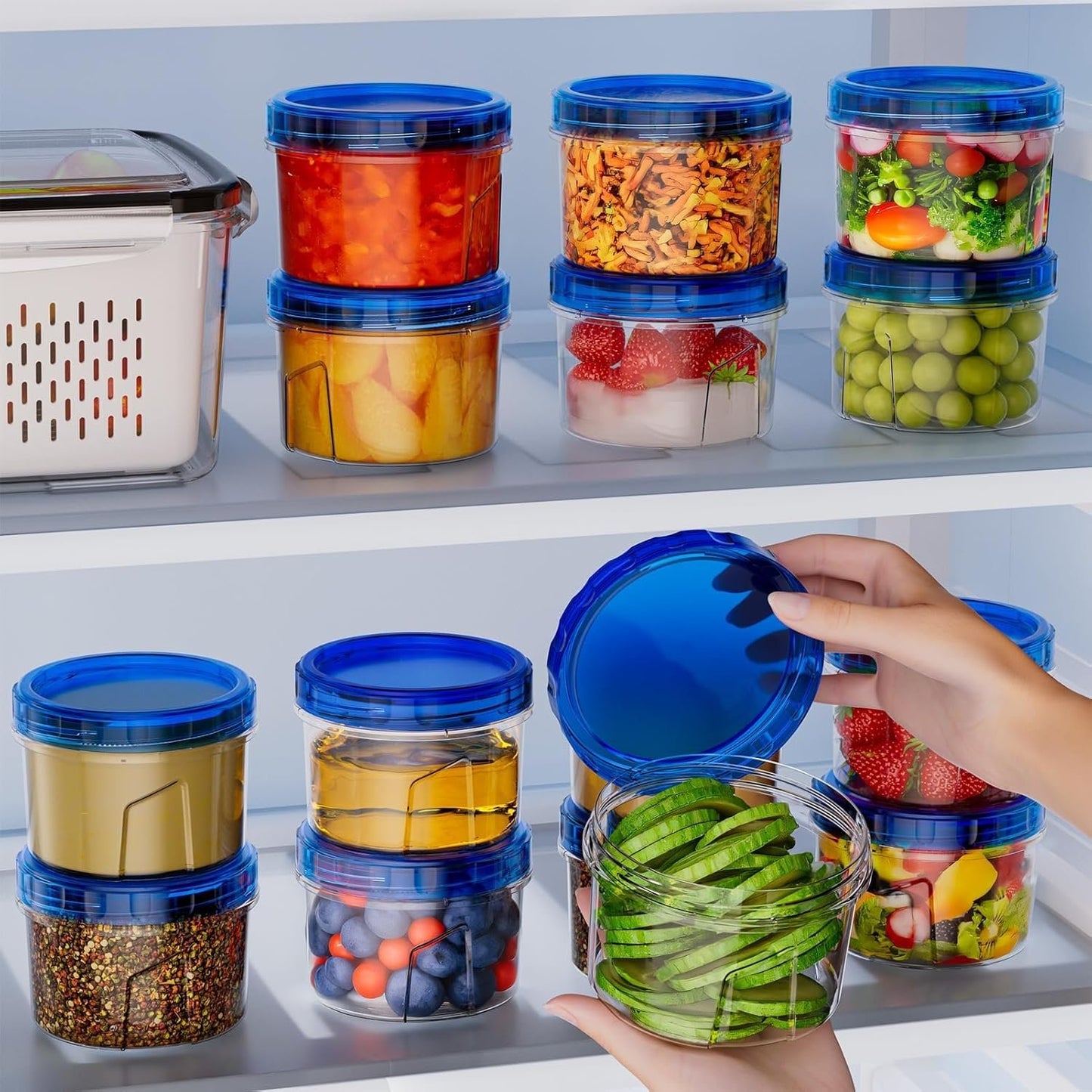 Freezer Storage Containers, 6 Pack-16 OZ Small Plastic Containers with Twist Top Lids, Round Food Storage Containers, Reusable Soup Container Microwave/Dishwasher Safe