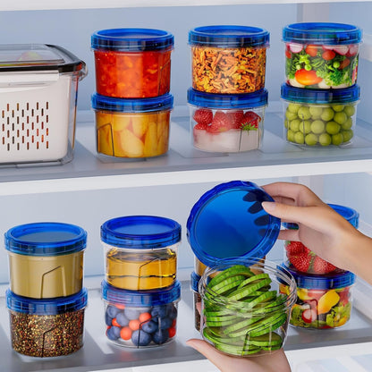 Freezer Storage Containers, 6 Pack-16 OZ Small Plastic Containers with Twist Top Lids, Round Food Storage Containers, Reusable Soup Container Microwave/Dishwasher Safe