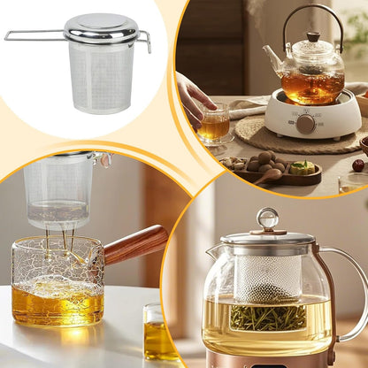 Stainless Steel Tea Infuser | Foldable Drinks Strainer | Lightweight Anti-Drip Tea Infuser with Lid for Home, Kitchen, Camping, Travel, Workplace