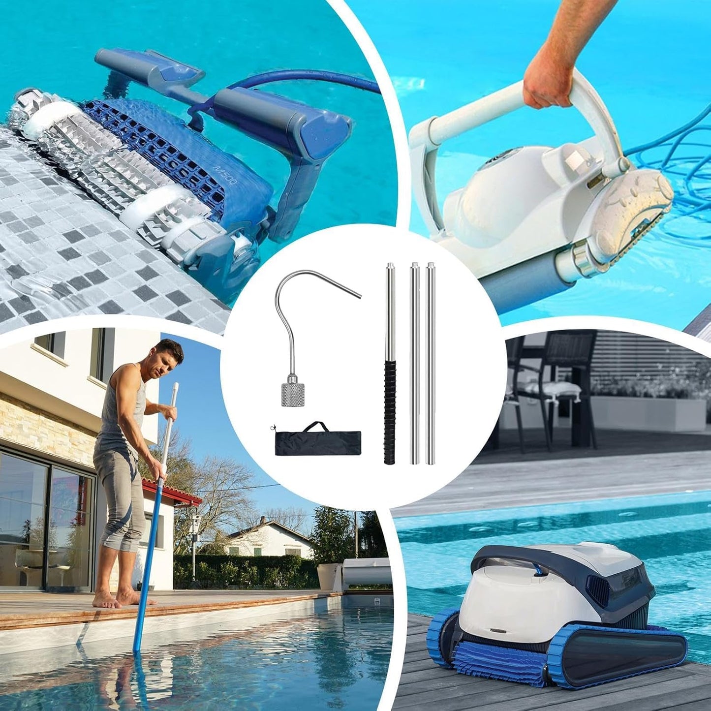 zwxqe Pool Robot Retrieval Hook, Robotic Cleaner Accessories, Telescopic Pool Pole, Pool Cleaning Essentials, Outdoor Grabbing Tool, Robotic Cleaner Tool, Sturdy Telescopic Hook