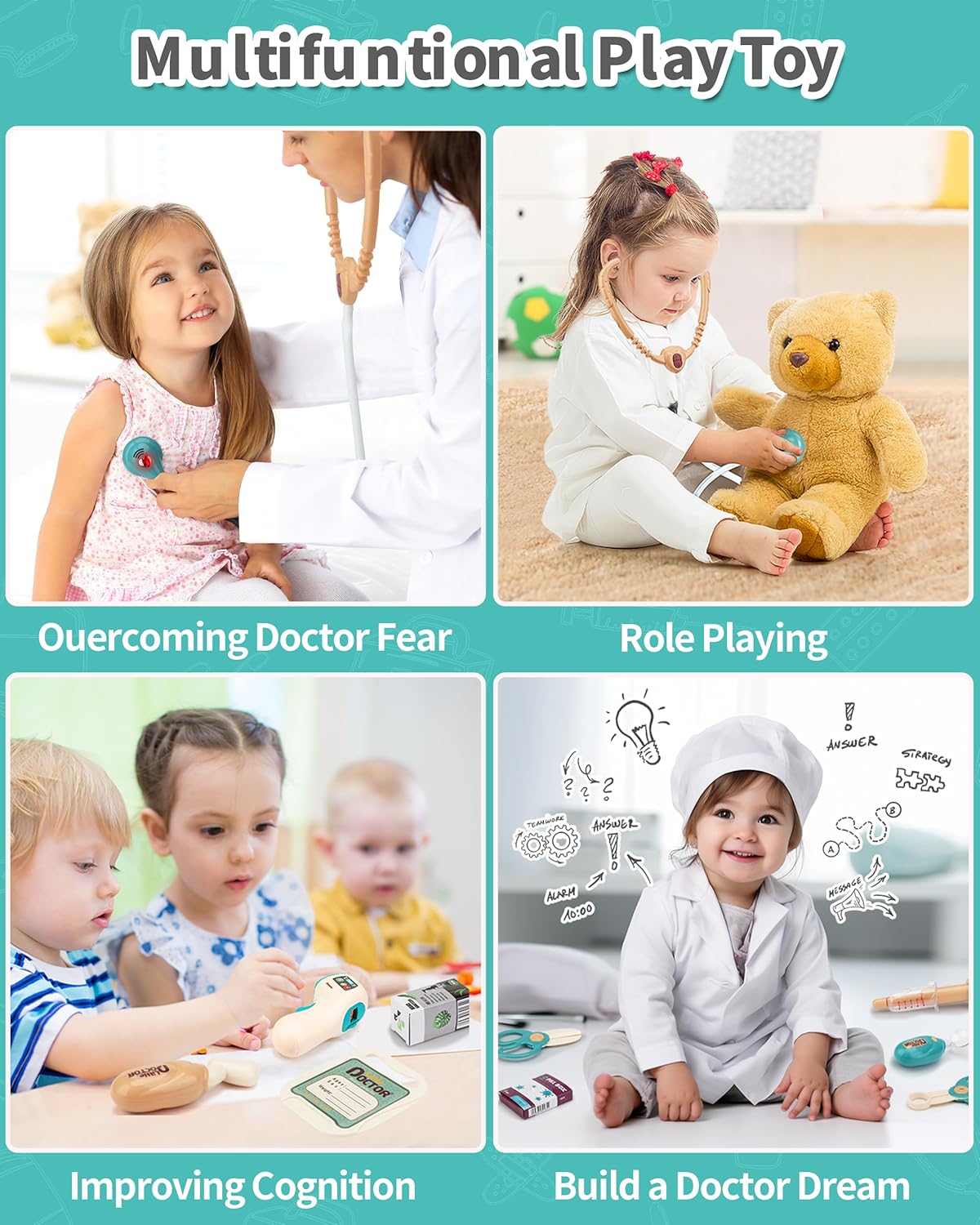 Jovow Doctor Kit for Toddlers 3-5, Medical Kit with Sound and Light Functions, Doctor Playset for Kids Birthday Gift
