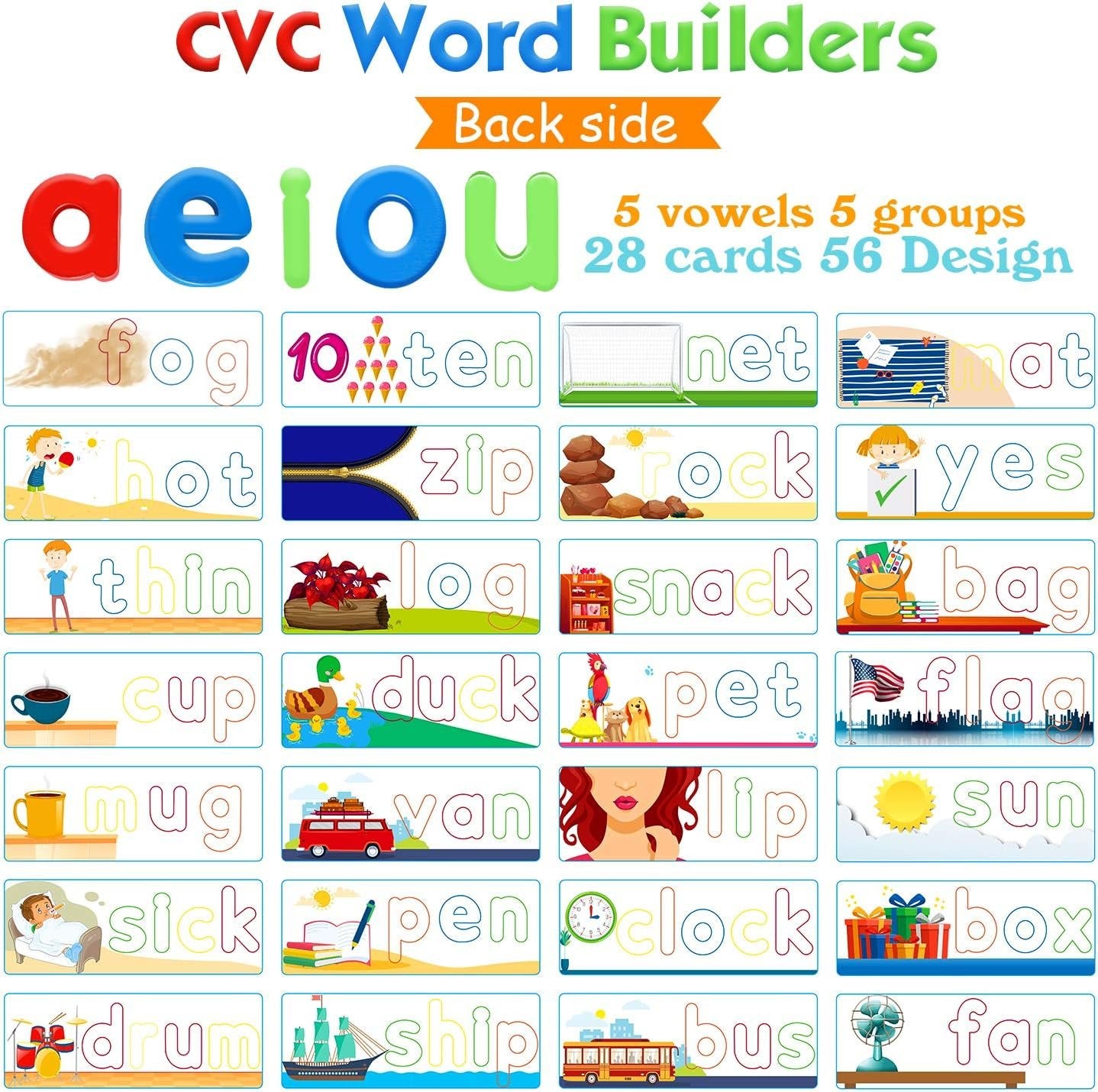 SpringFlower See & Spell Learning Educational Toys for 3 4 5 6 Years Old Boys and Girls, Preschool Learning Activities, Montessori Matching Letter Puzzle Game,CVC Word Builders for Kids,80PCS