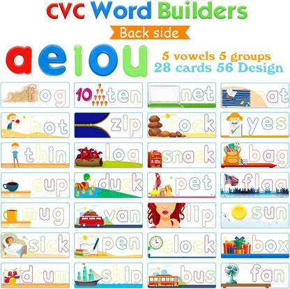 SpringFlower See & Spell Learning Educational Toys for 3 4 5 6 Years Old Boys and Girls, Preschool Learning Activities, Montessori Matching Letter Puzzle Game,CVC Word Builders for Kids,80PCS