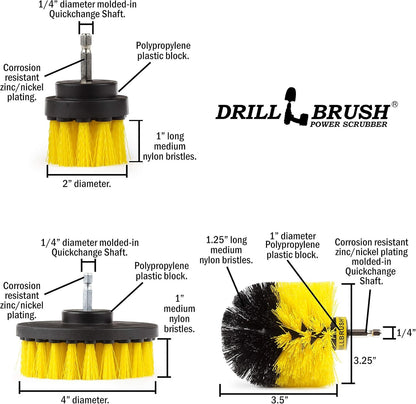 Drill Brush Attachment Set – Household Cleaning Brushes for Bathroom Surfaces Tub, Shower, Tile and Grout All Purpose Power Scrubber Cleaning Kit – Shower Grout Cleaner Drill Brushes Set by Drillbrush
