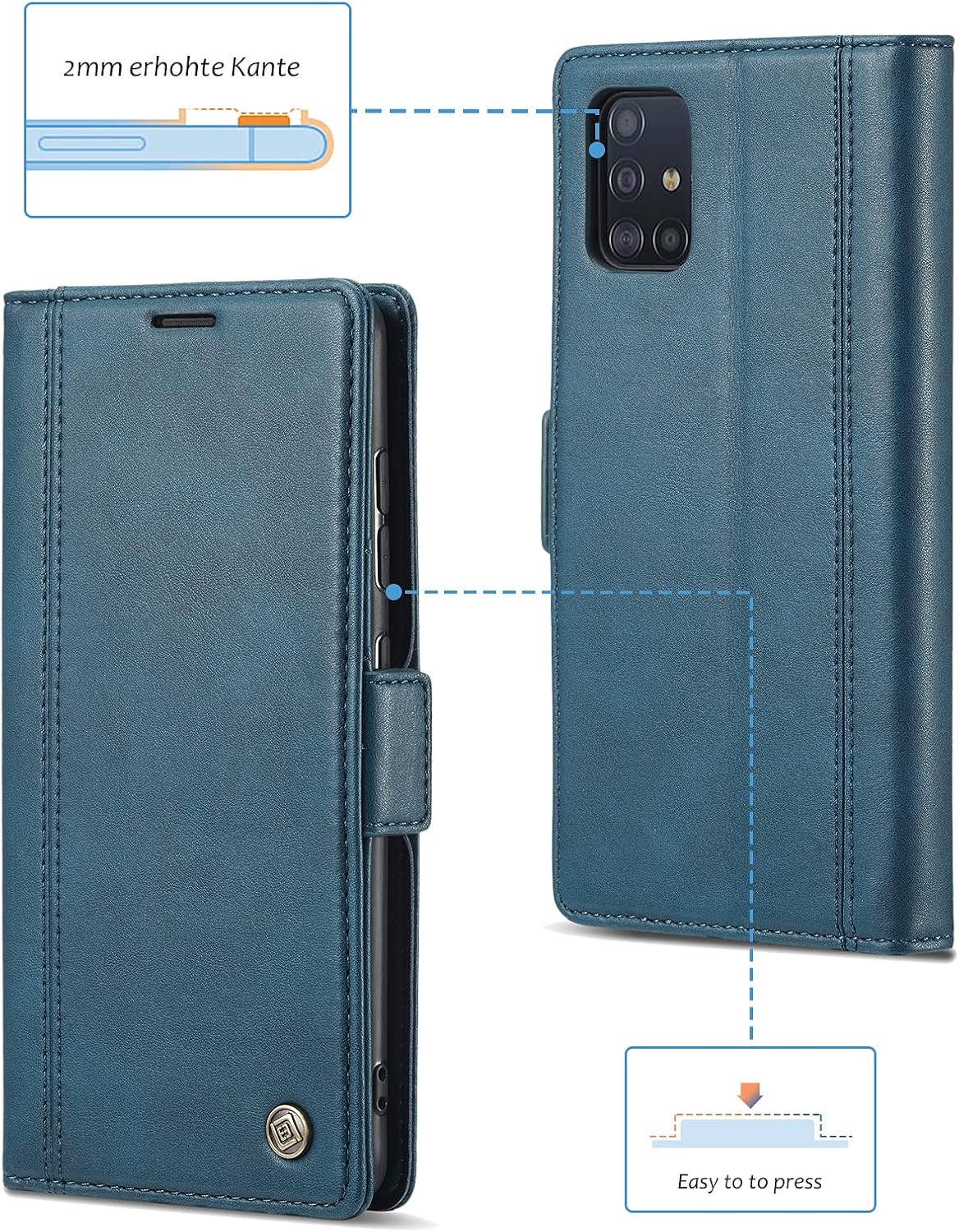 GoshukunTech for Samsung Galaxy A51 Case,for Galaxy A51 Wallet Case,Flip Leather Wallet Cover with Card Holder Cash Pocket Magnetic Closure[ Blue ]