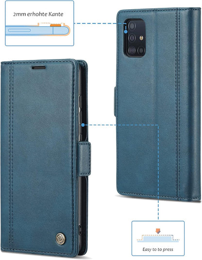 GoshukunTech for Samsung Galaxy A51 Case,for Galaxy A51 Wallet Case,Flip Leather Wallet Cover with Card Holder Cash Pocket Magnetic Closure[ Blue ]