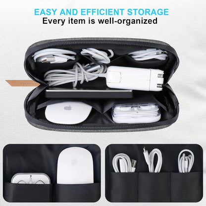 Lacdo Electronic Organizer Travel Cable Organizer Bag Pouch Case Tech Electronic Accessories Case Portable Charger Case for Cable, Cords, MacBook Laptop Charger, Mouse, Power Adapter, Power Bank, Gray