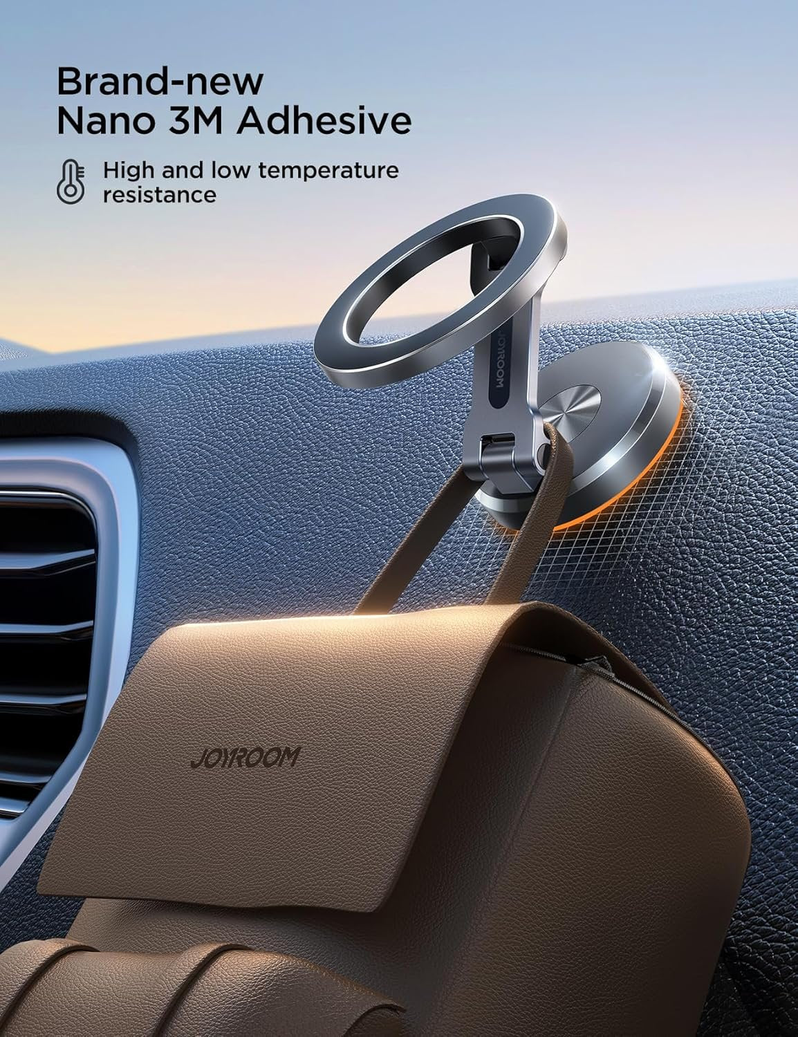 JOYROOM MagSafe Magnetic Car Phone Holder for MagSafe, All Metal Magsafe Folding Car Holder with 20 x N55 Magnets, Car Phone Holder for iPhone 15 14 13 12 & MagSafe Case